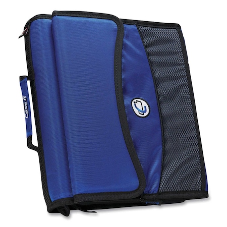 Case It Sidekick Zipper Binder with Removable Expanding File, 3 Rings, 2" Cap, 11 x 8.5, Blue/Black Accents D-901 BLU